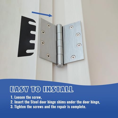 Image of 10 Pcs Door Hinge shims for Hinge Repair Kit 4 Inch Stainless Steel Hinge Shims