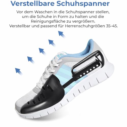 Schuhwaschbeutel Waschmaschine, 4-in-1, 2er Set mit Schuhspanner & Lock Reißverschluss, Schuhwaschbeutel, Wäschebeutel für Schuhe, 360° Reinigung, ideal für Sneaker (White+Grey)