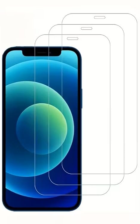 New&Teck Lot de 3 Verre Trempé pour iPhone 12/12 Pro, Film Protection Ecran, [Anti-Rayures], [Sans Bulles], [Installation Facile], Ultra Résistant Dureté 9H...