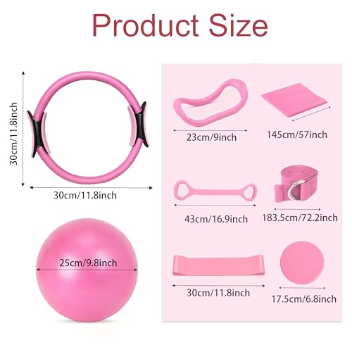 Pilates Kit for Home Workouts, Pilates Equipment Set with Ring, Ball, 5 Resistance Bands, Magic Circle Hoop, Gliding Discs, Compact Toning Fitness Essentials Starter Accessories Pilates Sets for Women — view 6