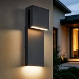 Tarentlight Modern LED Outdoor Wall Sconce 17W Integrated LED Outdoor Wall Mount,Anti Rust Textured Black Suit for Wet Locations and All Rooms,Easily Installed in Any Direction.Bulb Included.