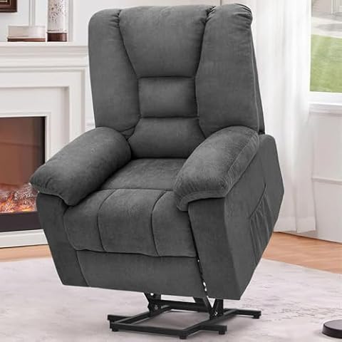 Esright Power Lift Recliner for Elderly, Electric Lift Chair with Heated Vibration Massage,Heavy Duty Electric Recliner with USB Charge Port, Side Pockets, Grey Cover