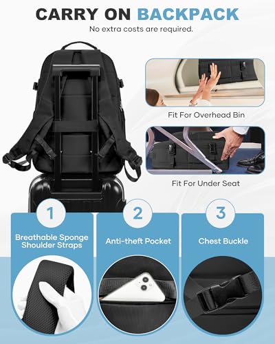 Image of coofay Vacuum Backpack Travel with Pump, Airline Approved Carry On Backpack | Travel Backpack with Vacuum System, 15.6 inch Laptop Compartment, Water-Resistant, Shoe Compartment & USB Charging Port