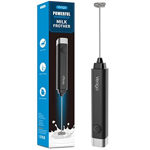 Venigo Handheld Milk Frother, Battery Operated Electric Foam Maker And Mixer For Drinks, Perfect For Bulletproof Coffee, Matcha, Cappuccino, And Hot Chocolate (Black) #TOP7