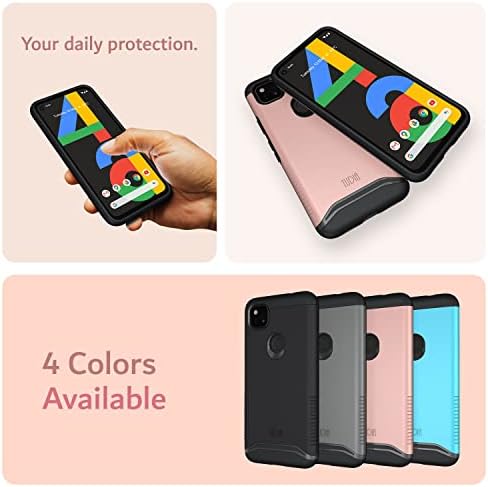 TUDIA DualShield Designed for Google Pixel 4a Case (2020), [Merge] Shockproof Dual Layer Military Grade Tough Hard Slim Phone Case Cover - Rose Gold