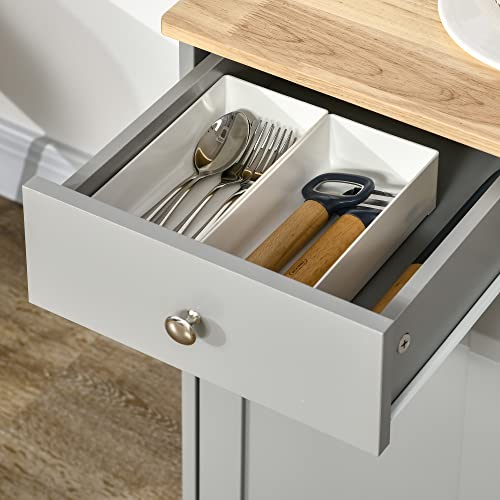 Miniatura 8 de Homcom Aparador De Cocina Con 3 Cajones 3 Puertas Y Estantes Ajustables Mueble Auxiliar De Almacenaje Para Comedor Salón Estilo Moderno Antivuelco 101x40x85 Cm Gris