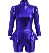 IBAKOM Women's Shiny Metallic Ballet Dance Leotard Trapeze Artist Costume