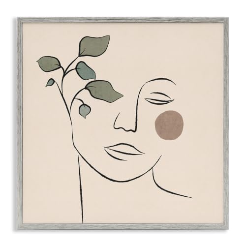 Abstract Face Plant Sun Line Drawing, 24 x 24 Inch Framed Giclée Print