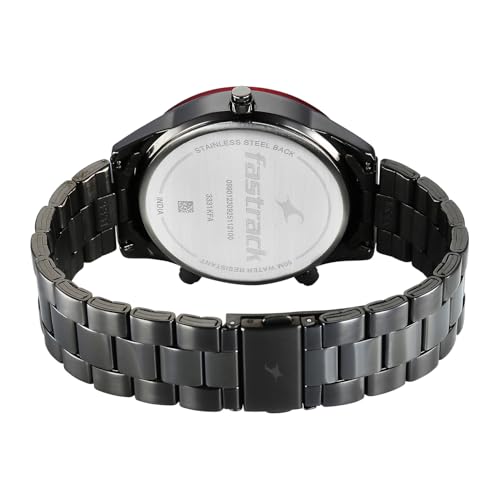 Image of Fastrack Overdrive Micromotor Quartz Analog with Grey Dial Gun Stainless Steel Metal Strap Watch for Men - 3331KM01