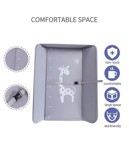 طاولة تغيير حفاضات الأطفال قابلة للطي بعجلات و5 مستويات ارتفاع قابلة للتعديل مع رف تخزين، طاولات تدليك لحديثي الولادة ومنظم حفاضات من جوجويا (رمادي)