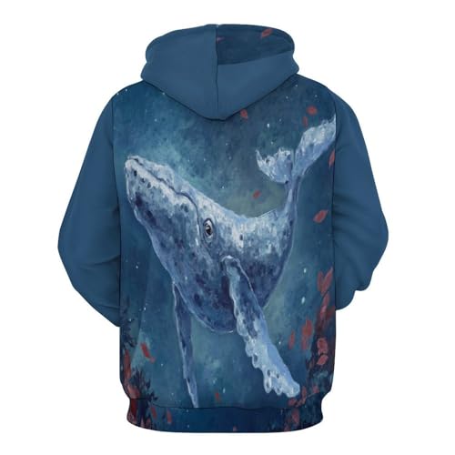 Pullover baleine impression 3D aquarelle à fermeture éclair et haute définition - 4