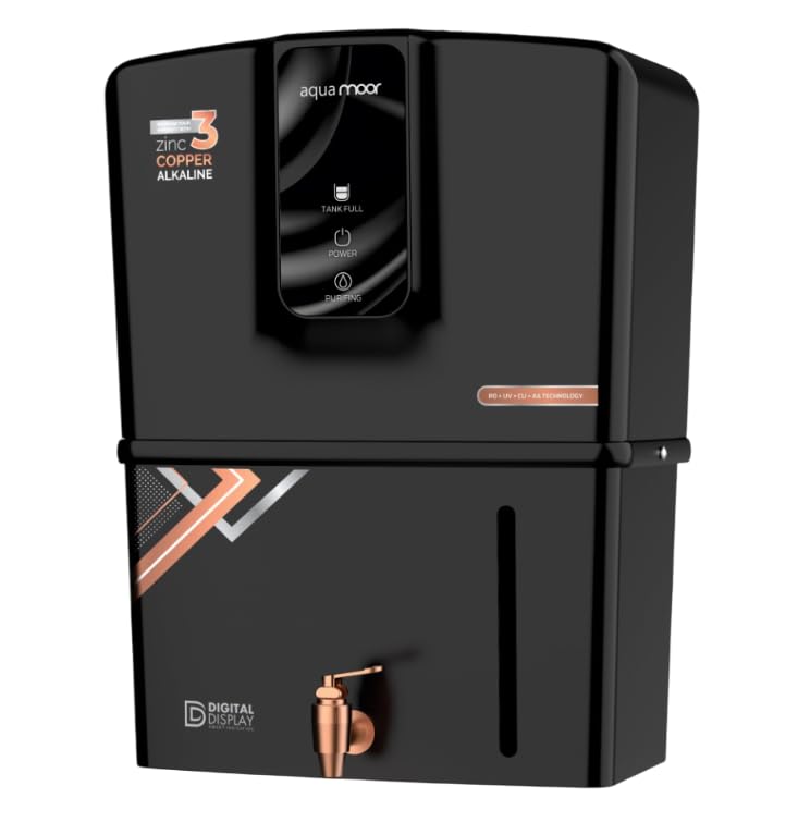 B.H AQUA water solutions Aqua Moor RO+Copper+Zinc+Alkaline Water Purifier | 12 Ltr Storage Tank | Copper With Zinc Alkaline Technology, Black Acrylic-502-image-47