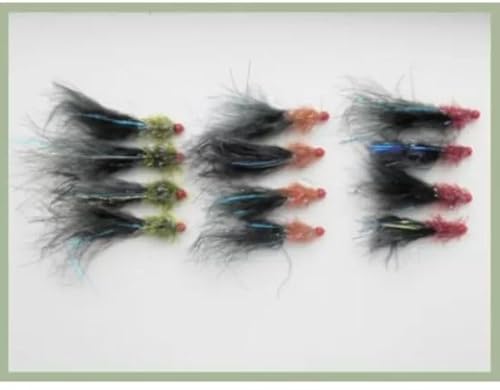 BARBLESS Ally McCoist Fishing Flies, 12 Pack Size 10, Three Colours, For Fly Fishing