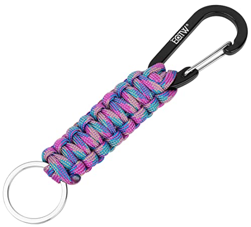 EOTW Paracord Schlüsselanhänger Karabiner Karabinerhaken D Ring Schlüsselband Schlüsselring für Motorrad Auto Camping Wandern Männer Frau Kinder (1Blau/Lila Tarnfarbe)