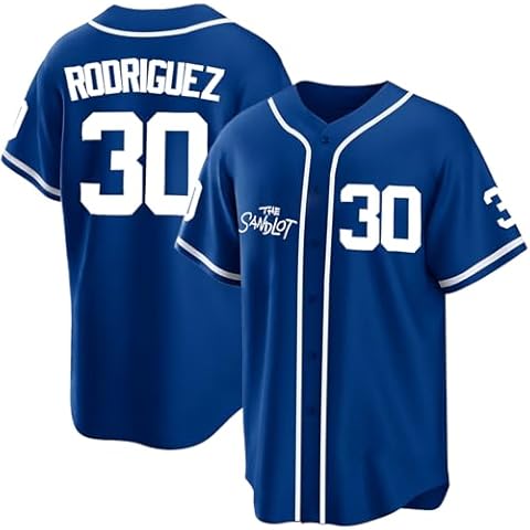 Tocament The Sandlot Baseball Jersey,Benny 'The Jet' Rodriguez #30 Button Down Short Sleeve,90s Classic Men Legend Jerseys (Blue,Small) Cover
