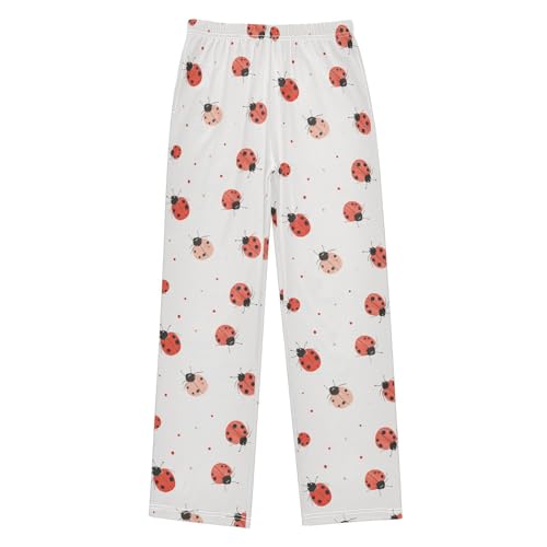 Boys' Pants Red Ladybugs Dots White Long Bottoms Jogger Pants Elastic Waist Trousers with Pockets S-XL