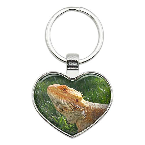 Bearded Dragon in Profile Keychain Heart Love Metal Key Chain