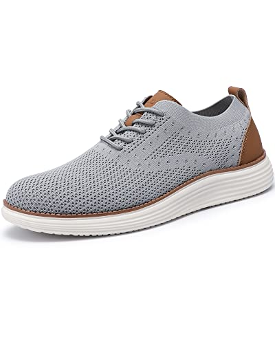 Vilocy Men's Casual Dress Sneakers Oxfords Business Shoes Lace Up Lightweight Comfortable Breathable Walking Knit Mesh Fashion Sneakers Tennis Light Grey,Us11 Eu44 #TOP2