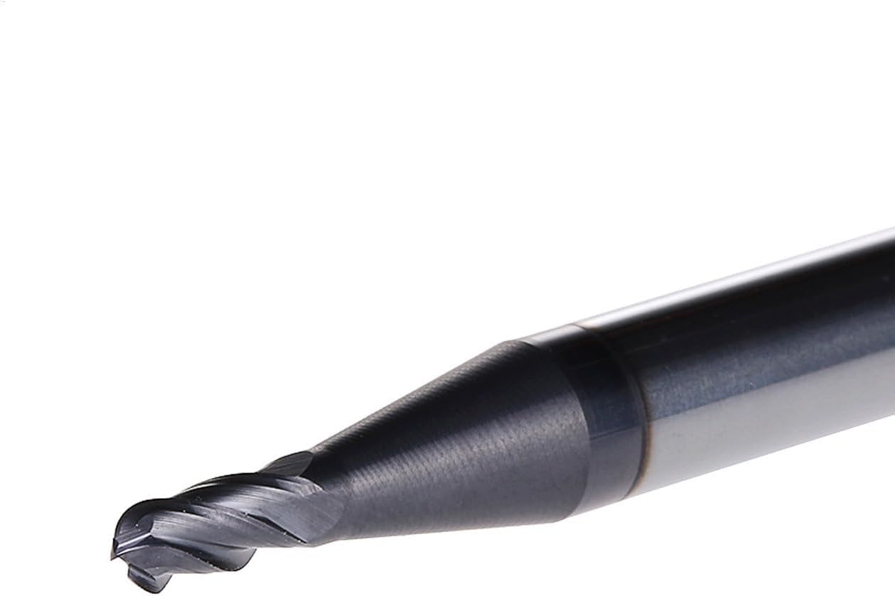 1pcs 4 Flutes Ball Nose End Mill R2mm-R6mm Titanium Coating CNC Router Bits HRC50 Solid Carbide Spiral Milling Cutter for Metal Face and Slot Machining(1PC-P4B-R2.5)