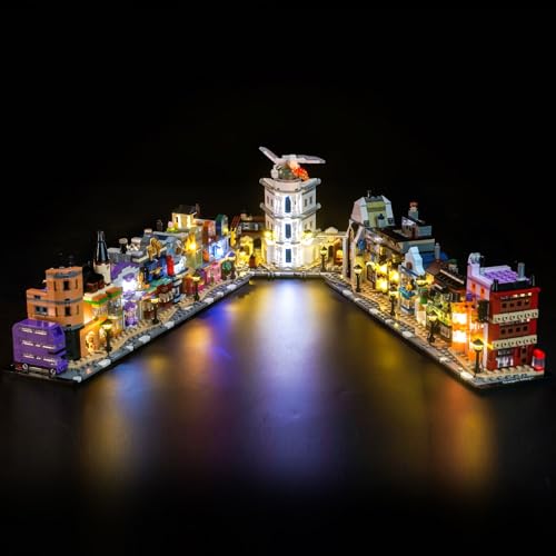 Juego de luces LED compatible con tiendas de asistencia Lego Diagon Alley (no modelo), juego de iluminación decorativa compatible con 76444 Diagon Alley Wizarding Shops, juguetes creativos