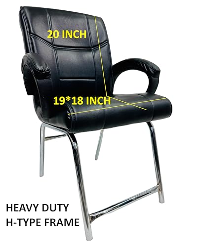 Image of Special Director Principal Office Visitor Study Chair with arm Rest and Cushioned seat Back, Chair Without Wheels, Holds Upto 125 kg (2, Black, H Frame)