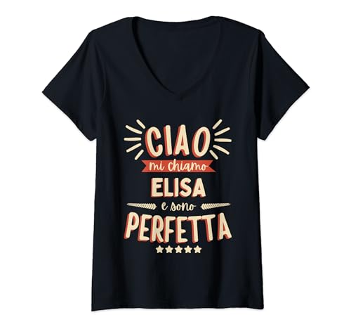 Mujer Elisa Idea Regalo Personalizzata Amica Nome Divertente Camiseta Cuello V