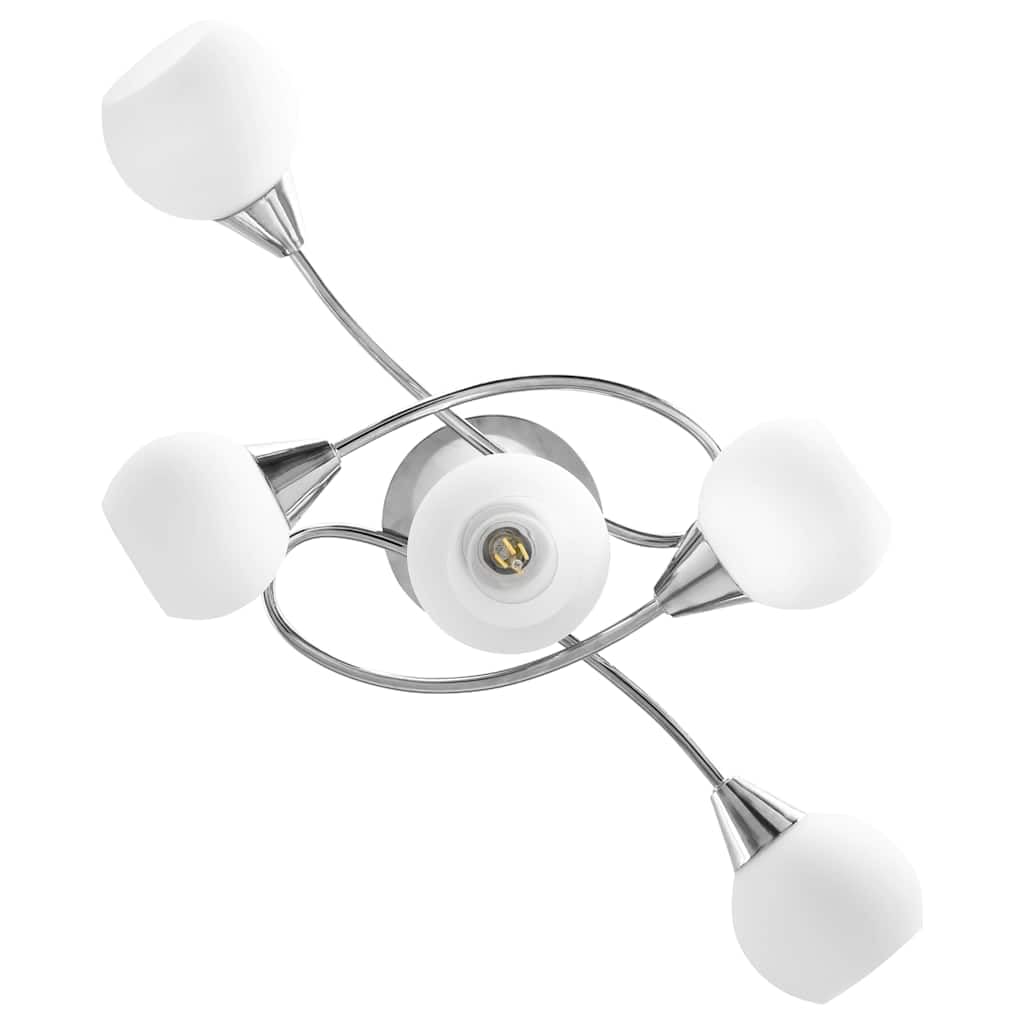 Lampa sufitowa 5-żarówkowa z abażurami ceramicznymi biała