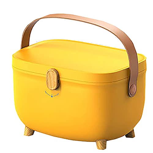 Armoire à pharmacie familiale de grande capacité avec rangement multicouche et poignée portable Jaune