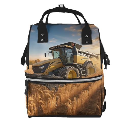 Sac à dos à langer grande capacité et sac pour maman à motif récolte agricole