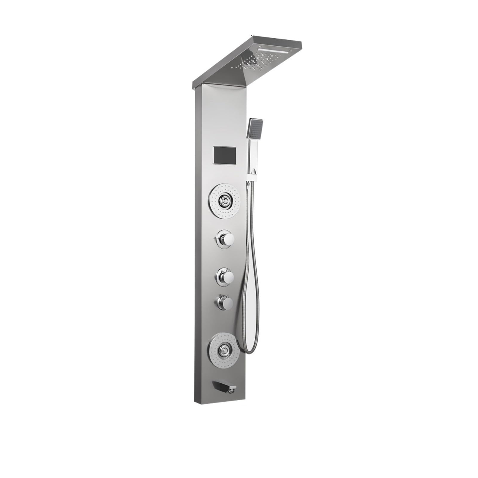 Soywim Silver Led 6In1 Shower System, Led Light Shower Panel System ，Waterfall Rain Faucet ，Spa Massa Jets Tub With Bidet Bath Taps For Bathroom(Silver Led 6In1)