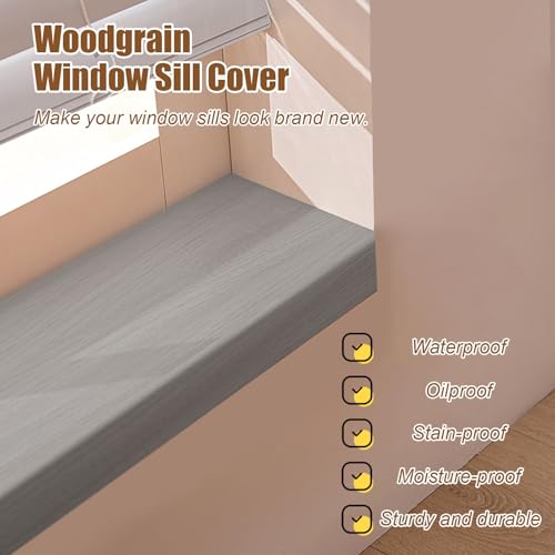 Cubierta de alféizar gris imitación madera placa para ventana de sala 3