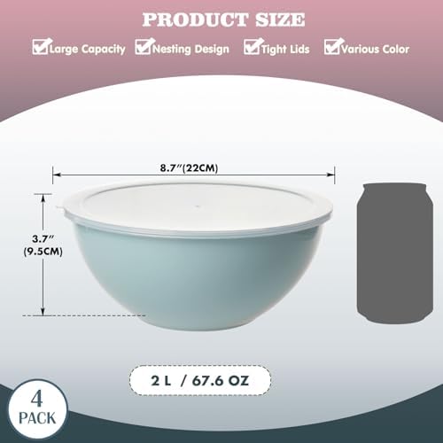 4-Piece Plastic Mixing Bowl Set - Thumbnail 3