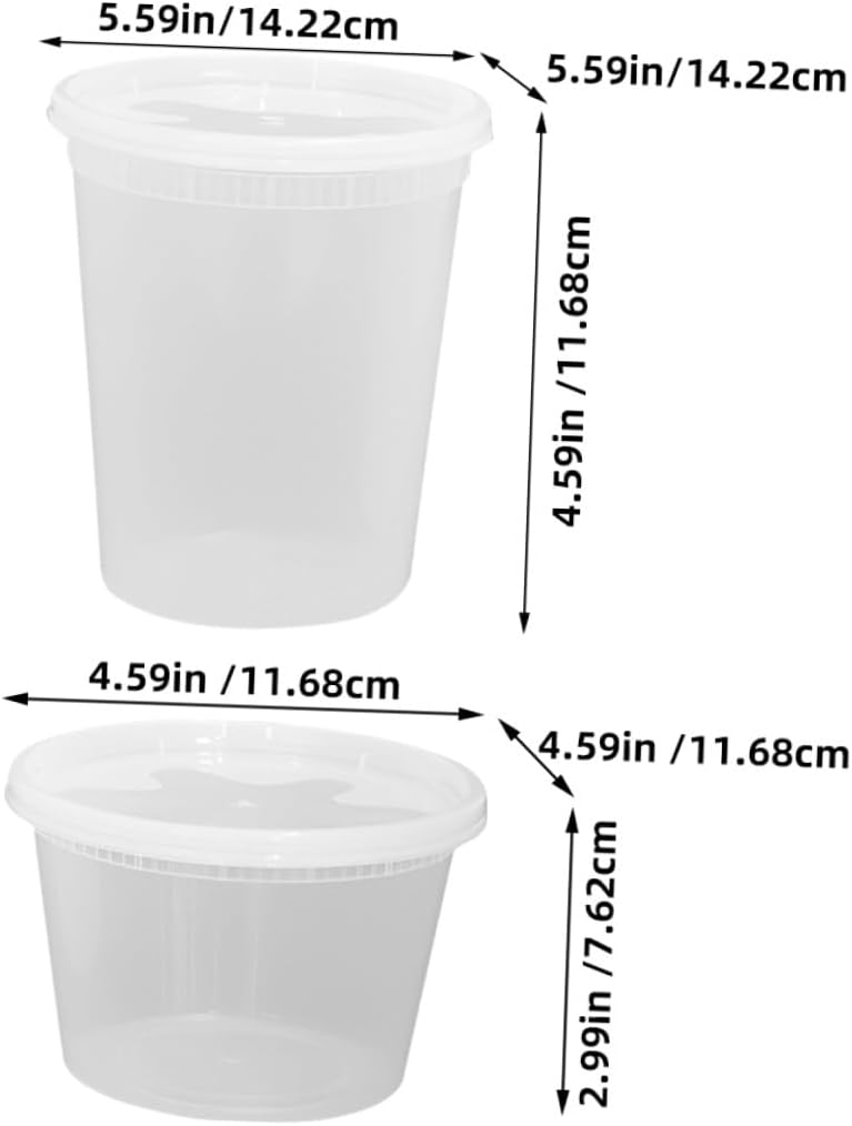 PRETYZOOM 50pcs Disposable Takeout Food Bowls with Lids, 16oz 32oz Soup Cups, High and Low Temperature Resistant Containers for Restaurant and Meal Prep