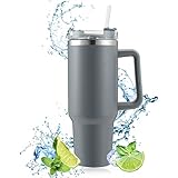 Doppelwandiger Edelstahl Vakuum Isolierbecher,Tragbare Autobecher Becher Tumbler,Isolierter Thermo Trinkbecher Edelstahl mit Griff,Thermobecher 1180 ML (40OZ)