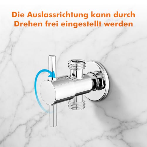 Ibergrif Angle Valve 1/2 Inch Wall Inlet with 1/2 Inch Outlet – Chrome Brass Shutoff Corner for Sink or Washbasin, Cold and Hot Drinking Water, Anti-Drip