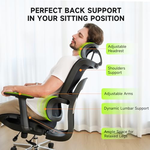 Image of NearHub EC20 Ergonomic Office Chair for Big and Tall 6'5 inch Tall Max, 400Lbs Computer Desk Heavy-Duty Office Gaming Chair with Adjustable Features, High-Back Design, and Premium Comfort for Office,Home
