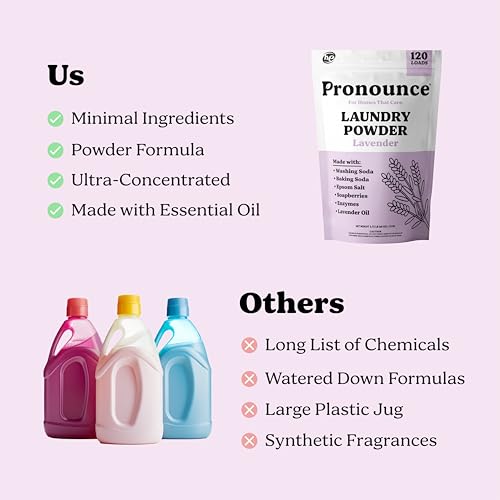 Pronounce Laundry Detergent Powder Alternative | Cleaner Ingredients. Safer for Sensitive Skin. Stain + Smell Fighting. With Essential Oils. HE Safe (Lavender, 120 Loads). by Pronounce - Image 4