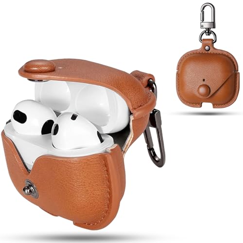 For airpods3 �P�[�X �v�yESEENN�z�Ή� airpods 3 PU�v �C�^���A�����U�[ �� �S�ʕی� �����h�~ �ϏՌ� �L�Y�h�~������h���i�L�[�z���_�[�t���j�[�d�֗� �����[�d�\ LED���C�g�� ���C�����X�[�d�Ή� (�u���E��)