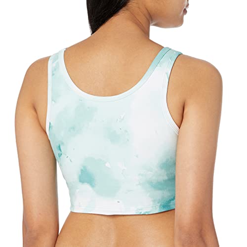 Tommy Hilfiger Women's Twist Front Watercolor Print Interior Soft Shelf Sports Bra, Turquoise Tonic #TOP3