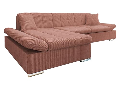 Mirjan24 Ecksofa Malwi Cord mit Regulierbare Armlehnen, L-Form Sofa mit Schlaffunktion und Bettkasten, Design Eckcouch, Wohnlandschaft, Couch (Poso 29, Seite: Links)