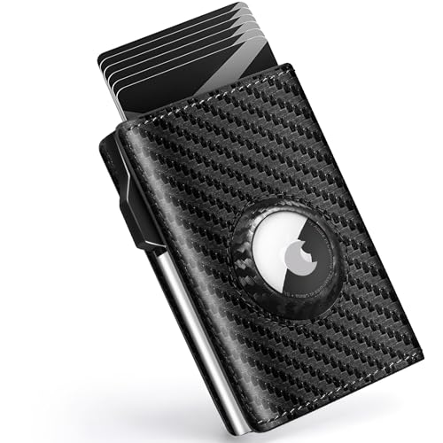 Wallet for Men Minimalist Pop Up Credit Card Case Holder 1-7 Cards, Smart Slim Wallet with Money Clip ID Window RFID Blocking Bifold Compact(Airtag Not Included) Wallets Gifts for Men