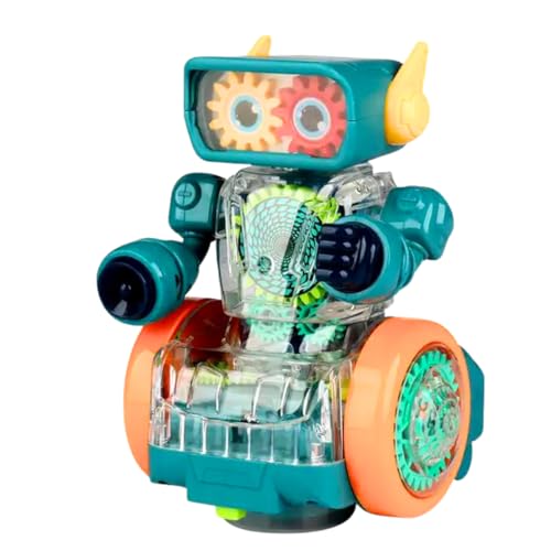 Image of VikriDA Robot Rotating Gear Toy | Transparent Gear Electric Walking, 360 Degree Rotating Bump & Go Robot Toy with Flashing Lights & Sound ( 1 Piece Multicolor )