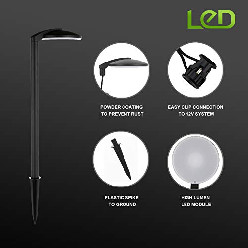 Moon Bay L03547-Na X 2 Landscape Path Light, Low Volt 2.5W White Led, Waterproof For Outdoor Die Cast Aluminum Body And Frost Shade With Plastic Spike, (2Pack, Matt Black #TOP1