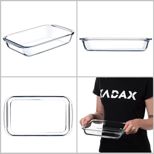 KADAX Naczynie do zapiekania prostokątne 1 l ze szkła żaroodpornego, do piekarnika i zmywarki, na lasagne, mięsa i ciasta