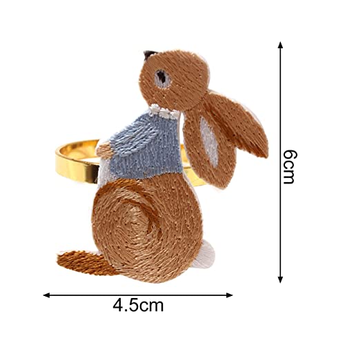 Set Of 6 Napkin Rings, Designed With Bunny Ornaments, Used For Family Table Decoration Banquet Party Decoration Easter Decoration Party Table Setting Decor 2 #TOP6