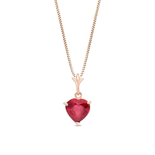 Galaxy Gold GG 22" 22 INCH 14k Solid Rose Gold Necklace Heart-Shaped Ruby Handcrafted Fine Jewelry Solid Gold Genuine Gemstone. Anniversary Birthday Mother's Day Valentines Graduation, Christmas Spring Summer New Year Women Gift Made in USA Fine Jewelry Available Yellow, Rose White gold