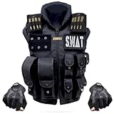 [Catsobat] タクティカルベスト キッズ用 子供用 SWAT特殊部隊 ハロウィンコスプレ 【メーカー30日保証付き】 (SWATグローブセット)
