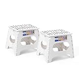 Acko Folding Step Stool 2 Pack Lightweight Plastic 11inch Foldable Step Stool,Non Slip Folding Stool