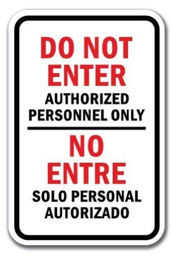WallAdorn Bilingual Do Not Enter Authorized Personnel Only/No Entre Solo Personal Autorizado...