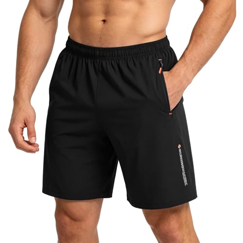 Image of BBXWANG Mens Swimming Shorts with Zip Pockets Quick Dry Swimming Trunks Summer Beach Surf Board Shorts Swim Shorts (UK, Alpha, S, Regular, Regular, Black)